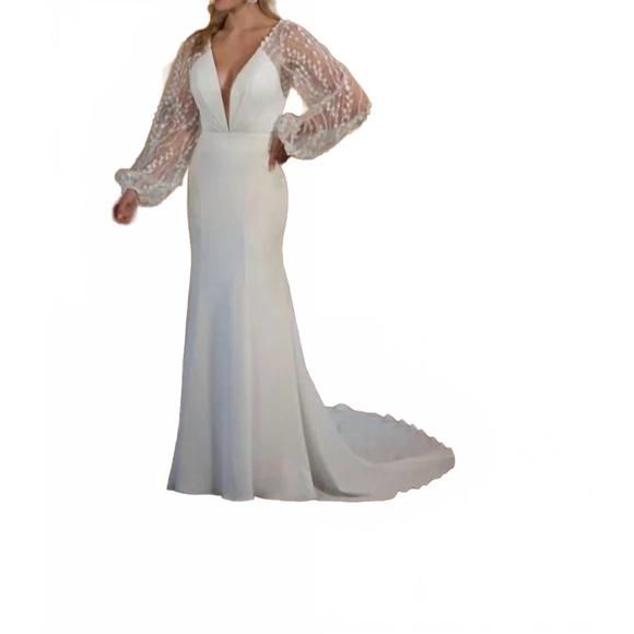 NEW ESSENCE OF AUSTRALIA modern boho wedding dress in ivory/porcelain - Picture 1 of 2